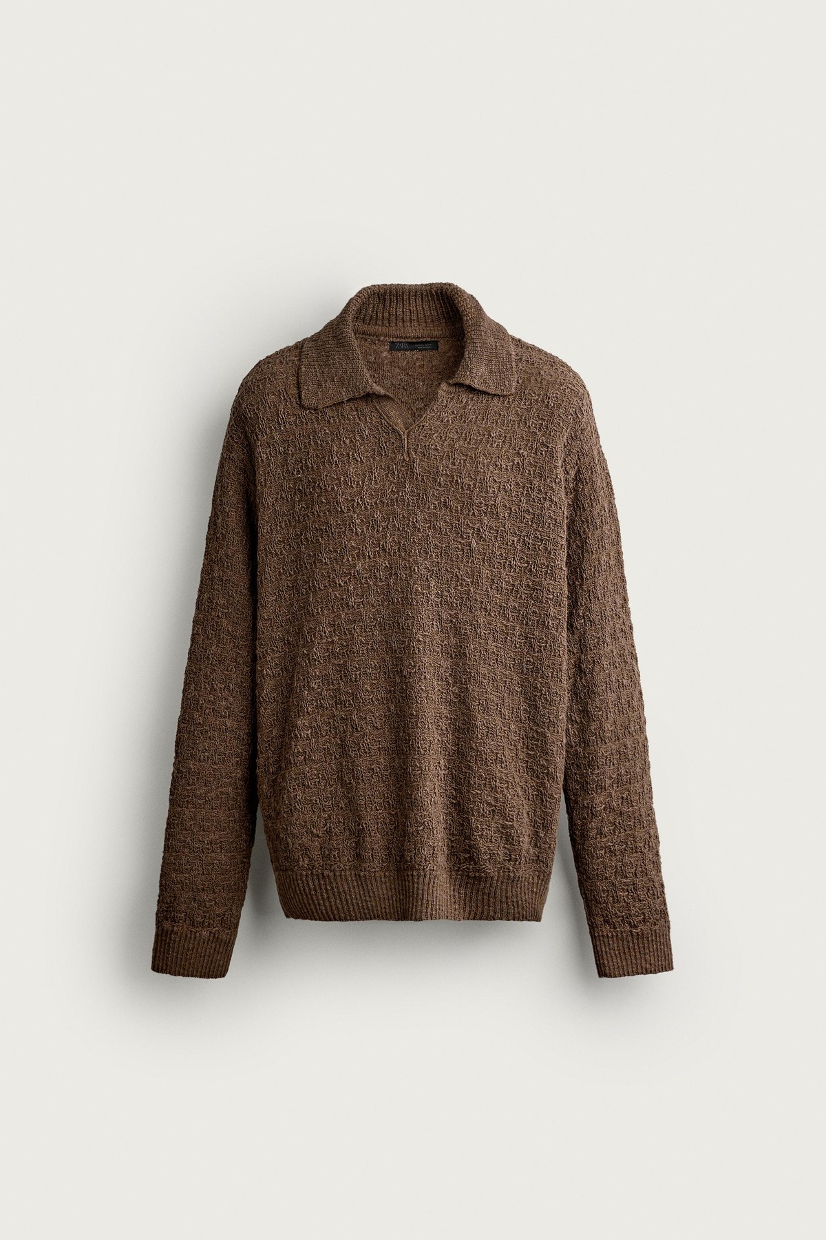 자라 텍스처 릴렉스핏 니트 폴로셔츠 3166/314/700 BROWN