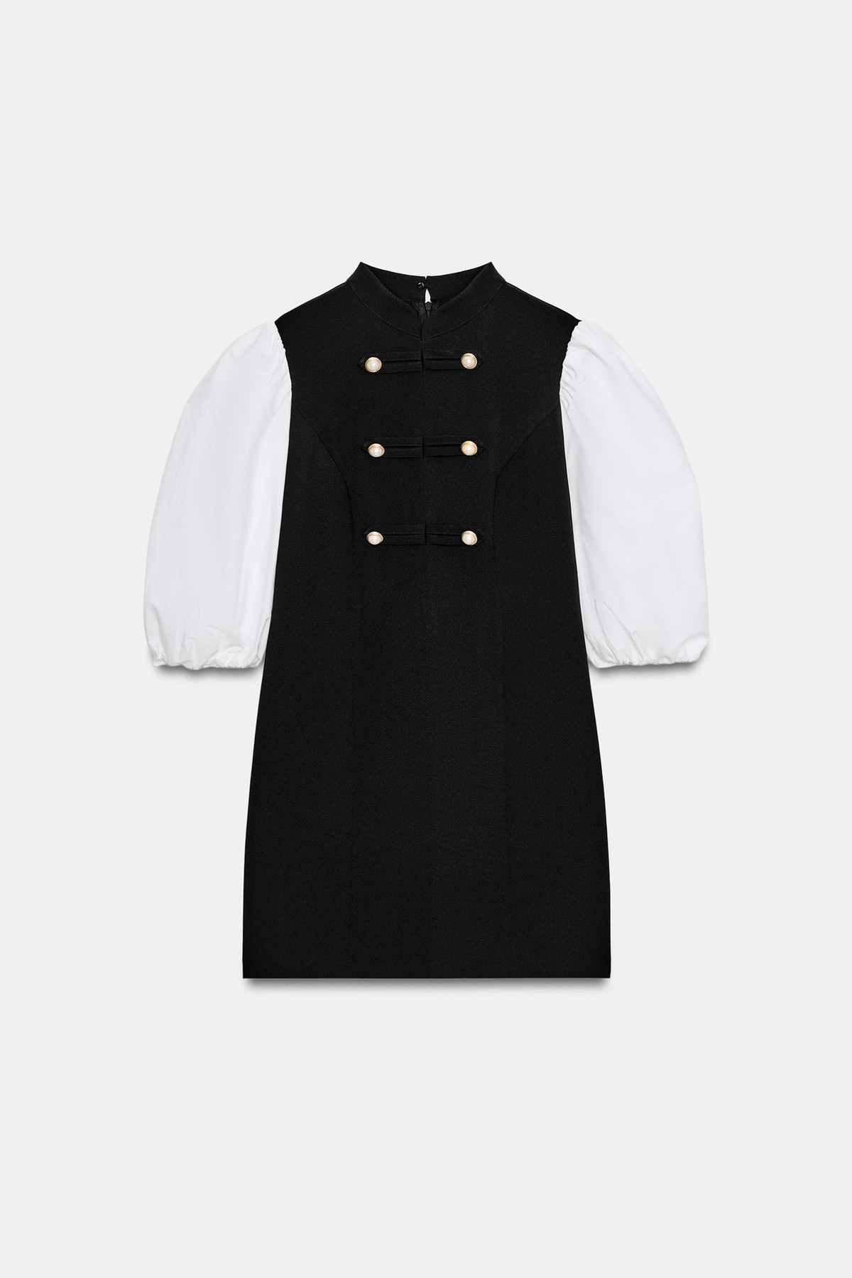자라 하이넥 펄 버튼 미니 원피스 3897/169/800 BLACK