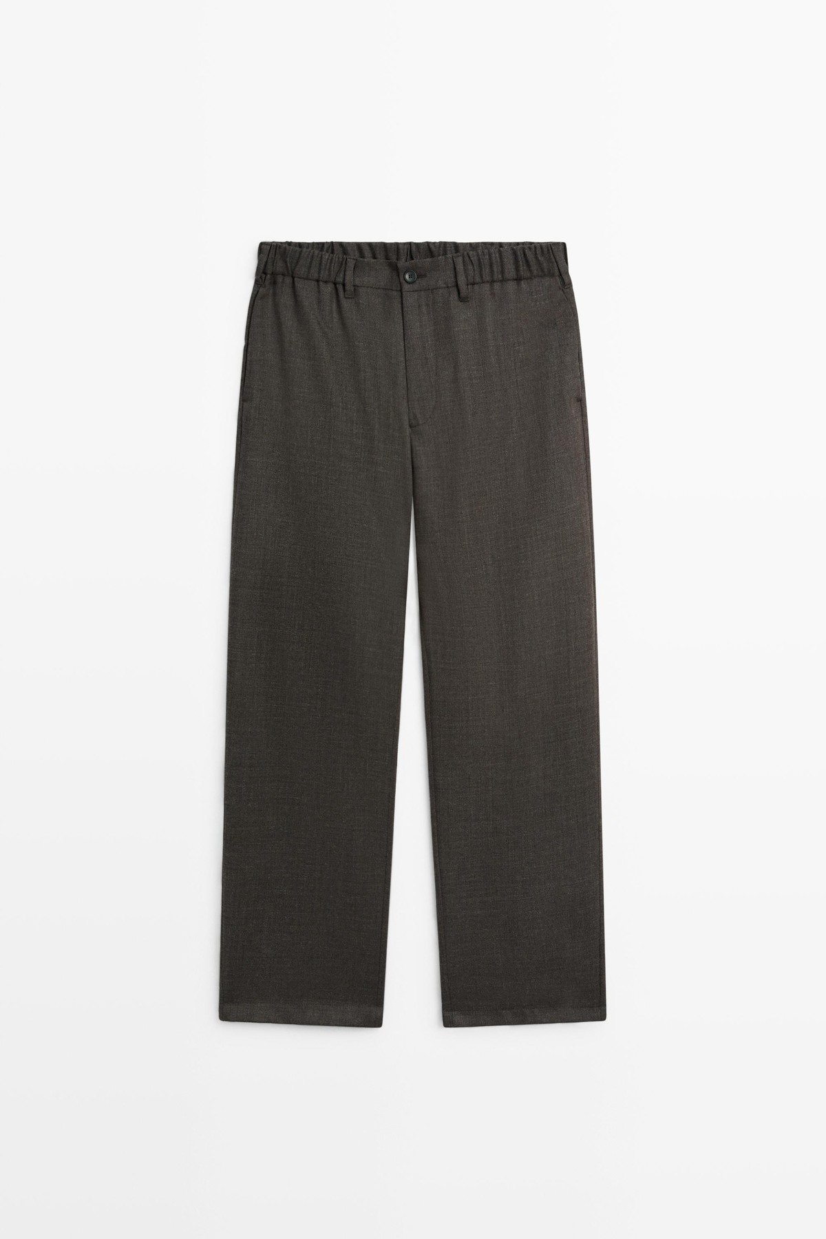 마시모두띠 릴렉스핏 울 밴딩 와이드 팬츠 0138/008 BROWN