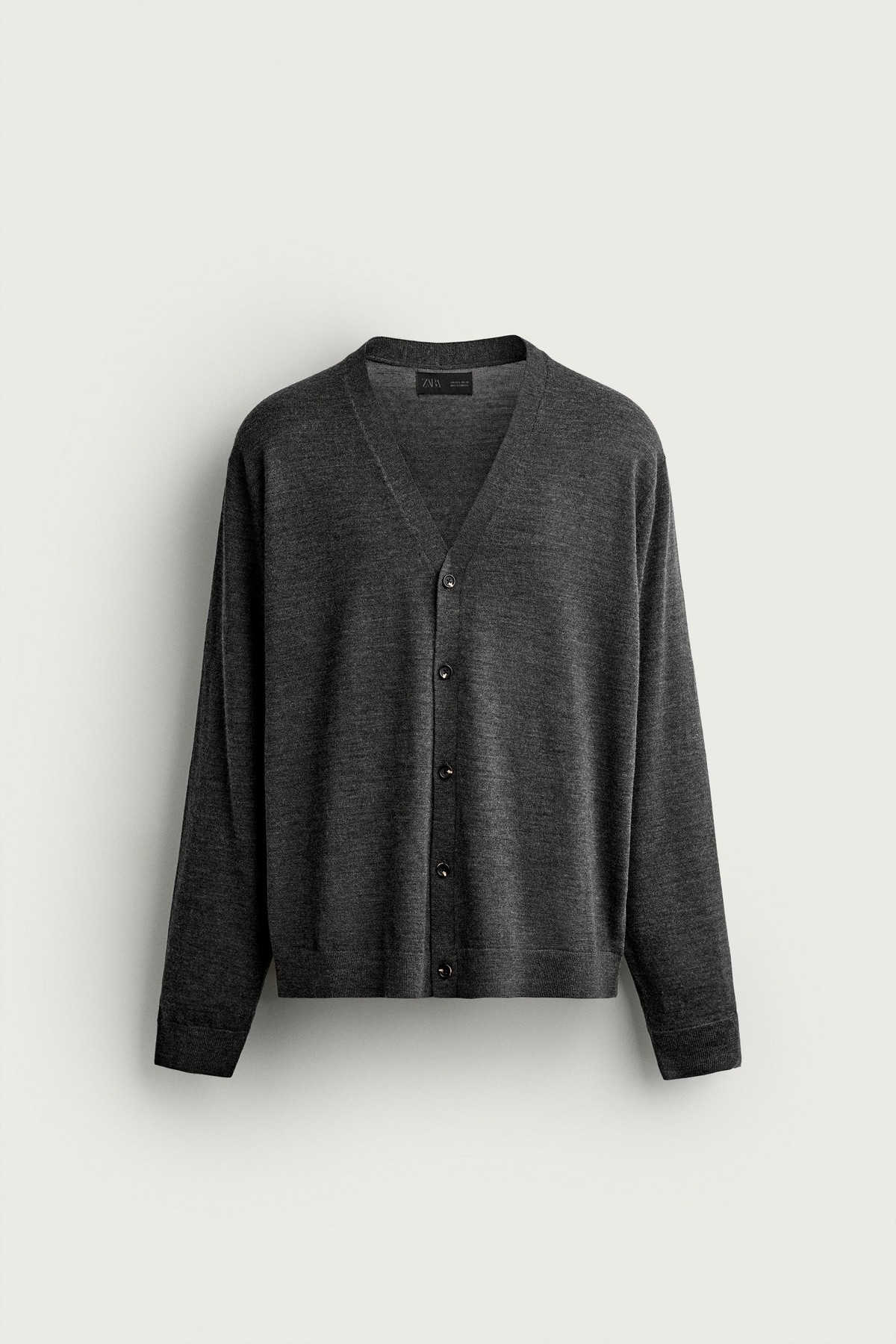 자라 울 레귤러핏 브이넥 버튼 가디건 4216/305/801 ANTHRACITE GREY