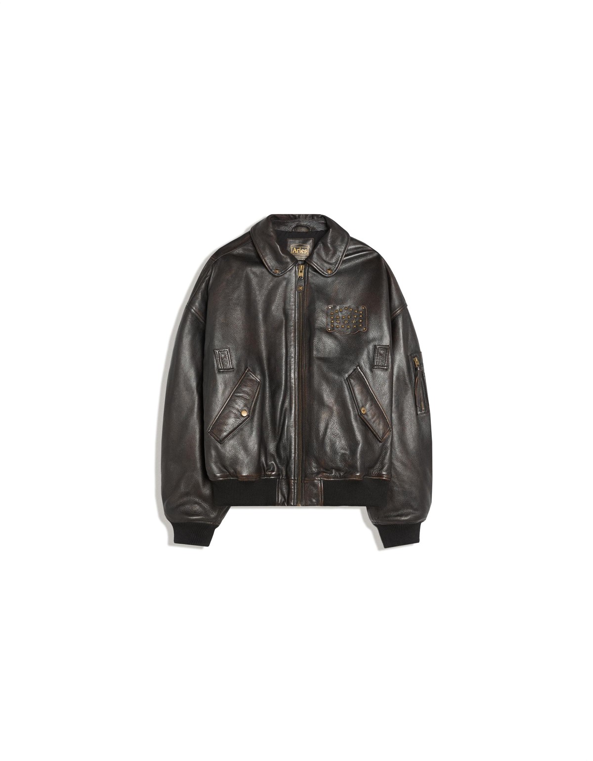 버쉬카 오버사이즈 레더 봄버 자켓 2895/726 BROWN