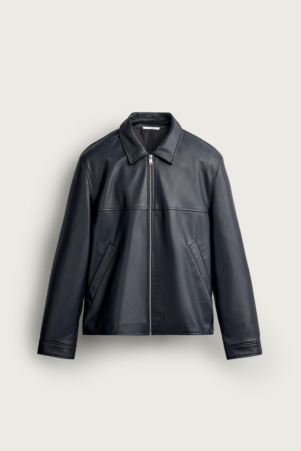 자라 레귤러핏 레더 이펙트 집업 자켓 3833/420/401 NAVY BLUE