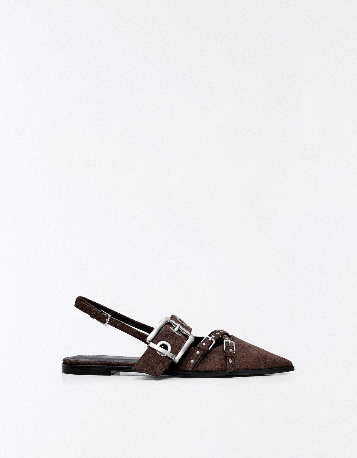 버쉬카 버클 슬링백 발레리나 플랫 1622/864 BROWN