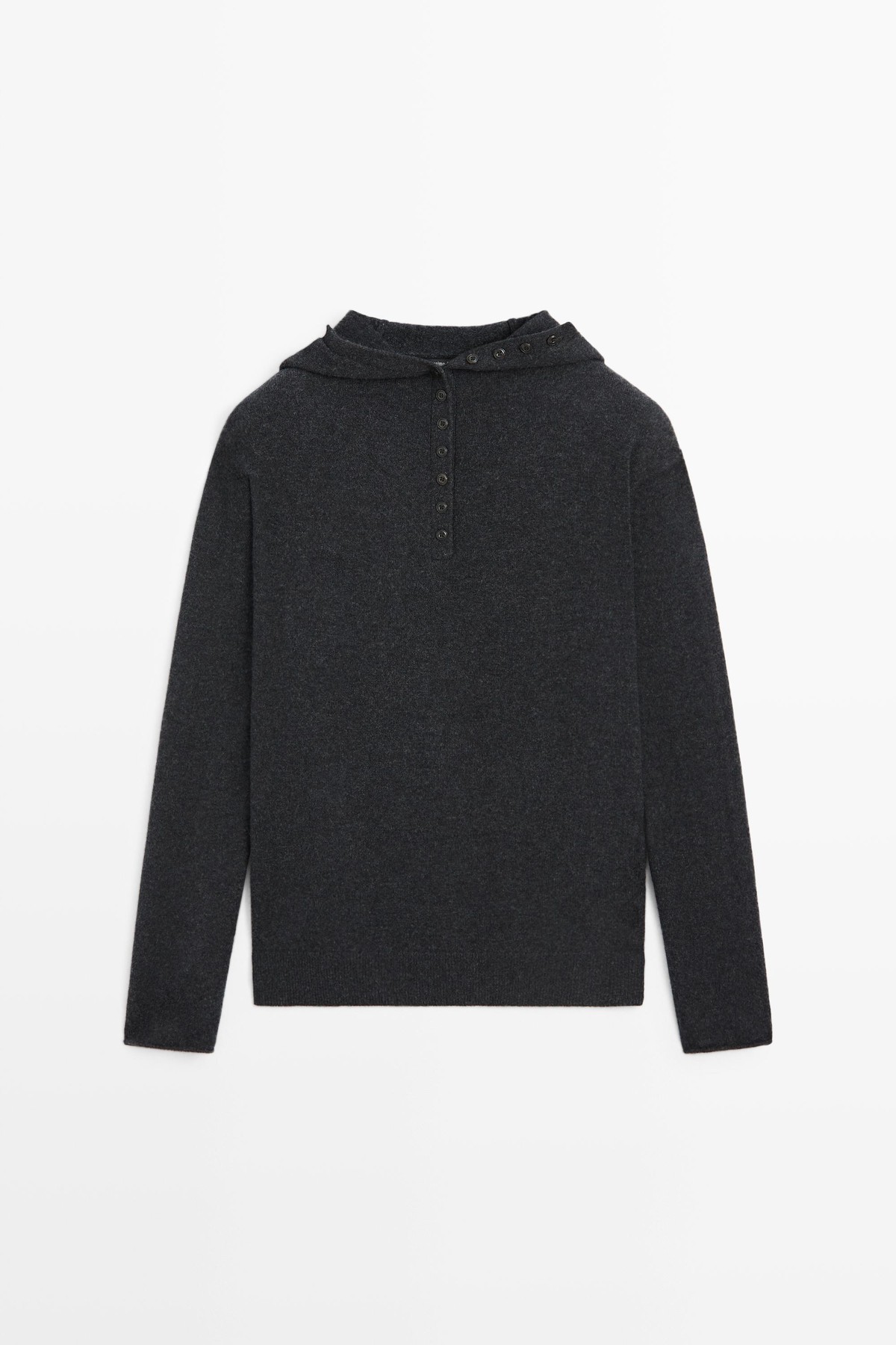 마시모두띠 울 후드 버튼 니트 스웨터 5644/595 ANTHRACITE GREY