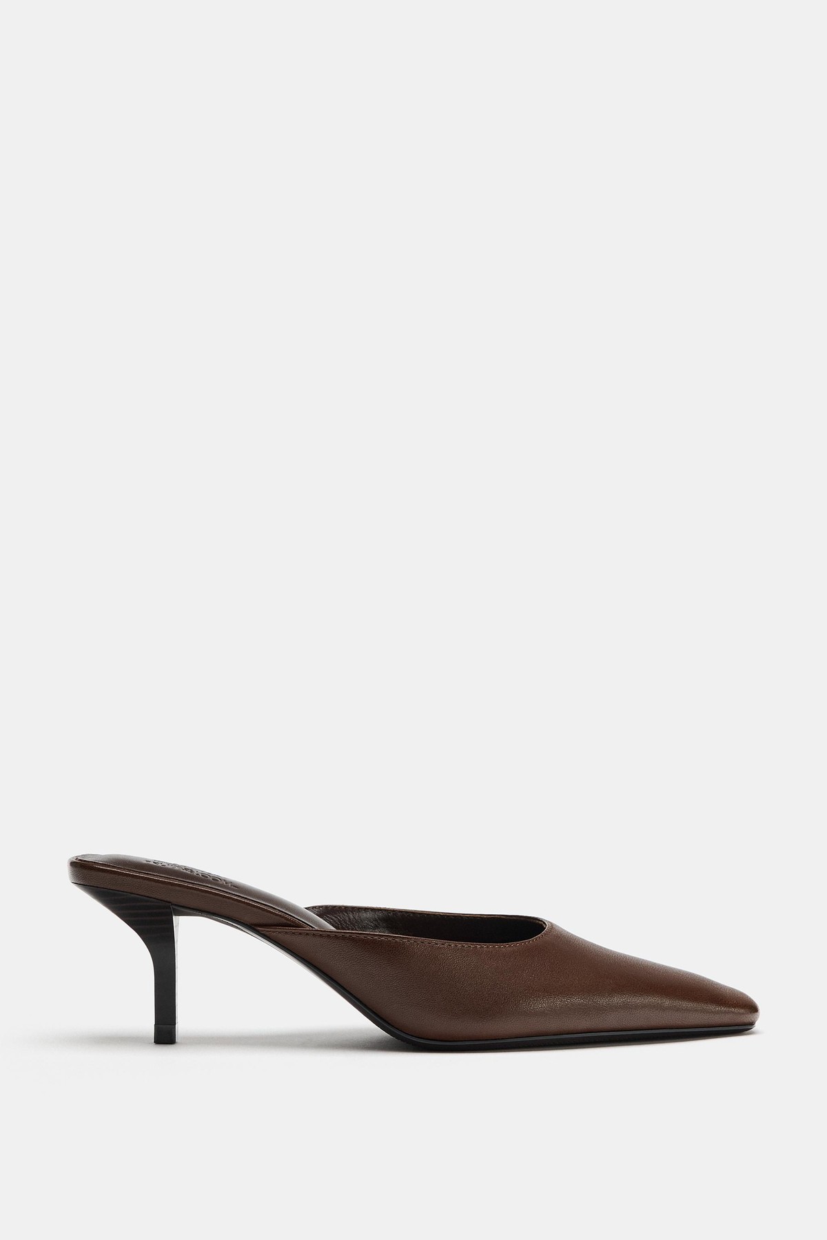 자라 레더 스퀘어토 힐 뮬 3239/810/700 BROWN