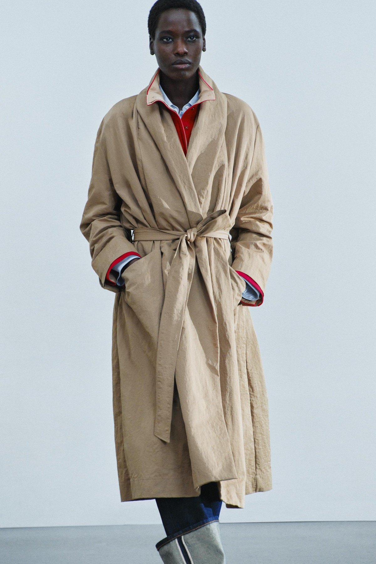자라 벨티드 롱 트렌치 코트 7072/153/751 DARK CAMEL