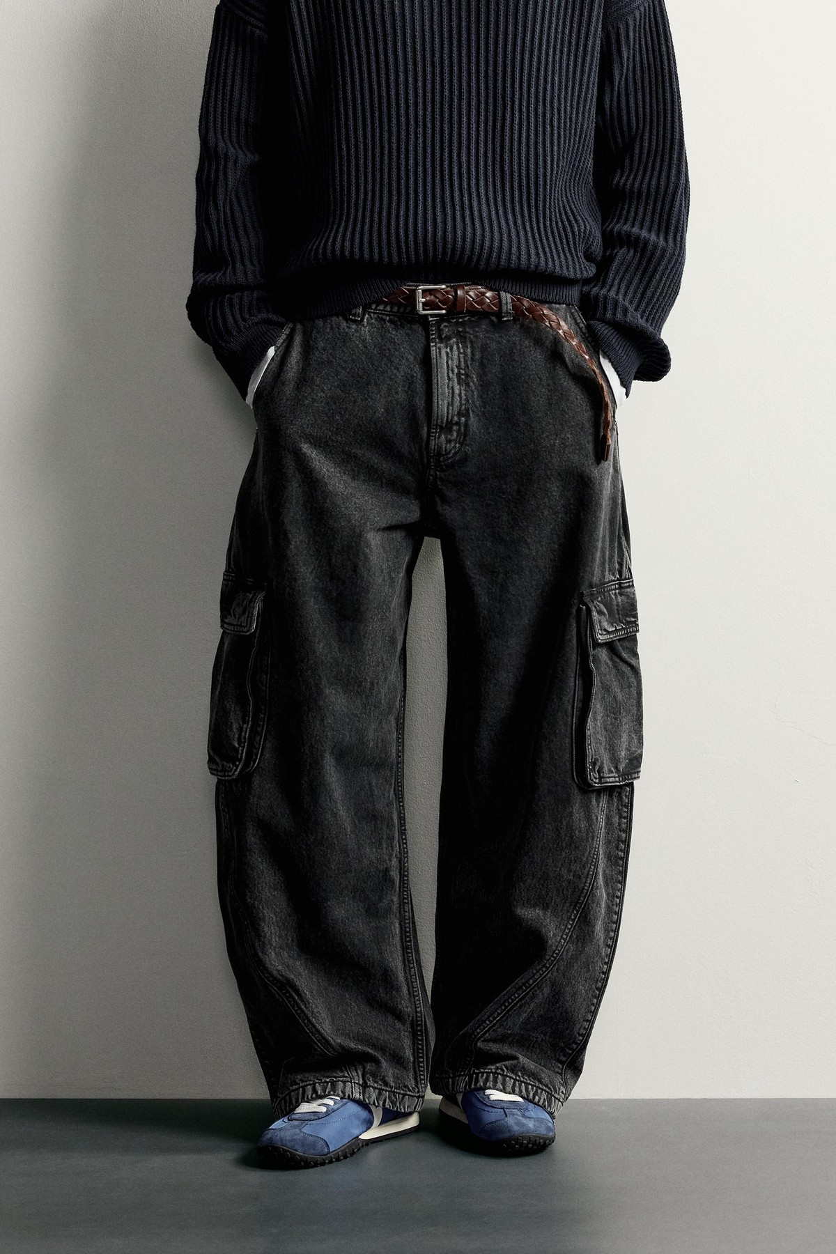 자라 벌룬핏 워시드 카고 팬츠 8727/301/922 DARK GREY