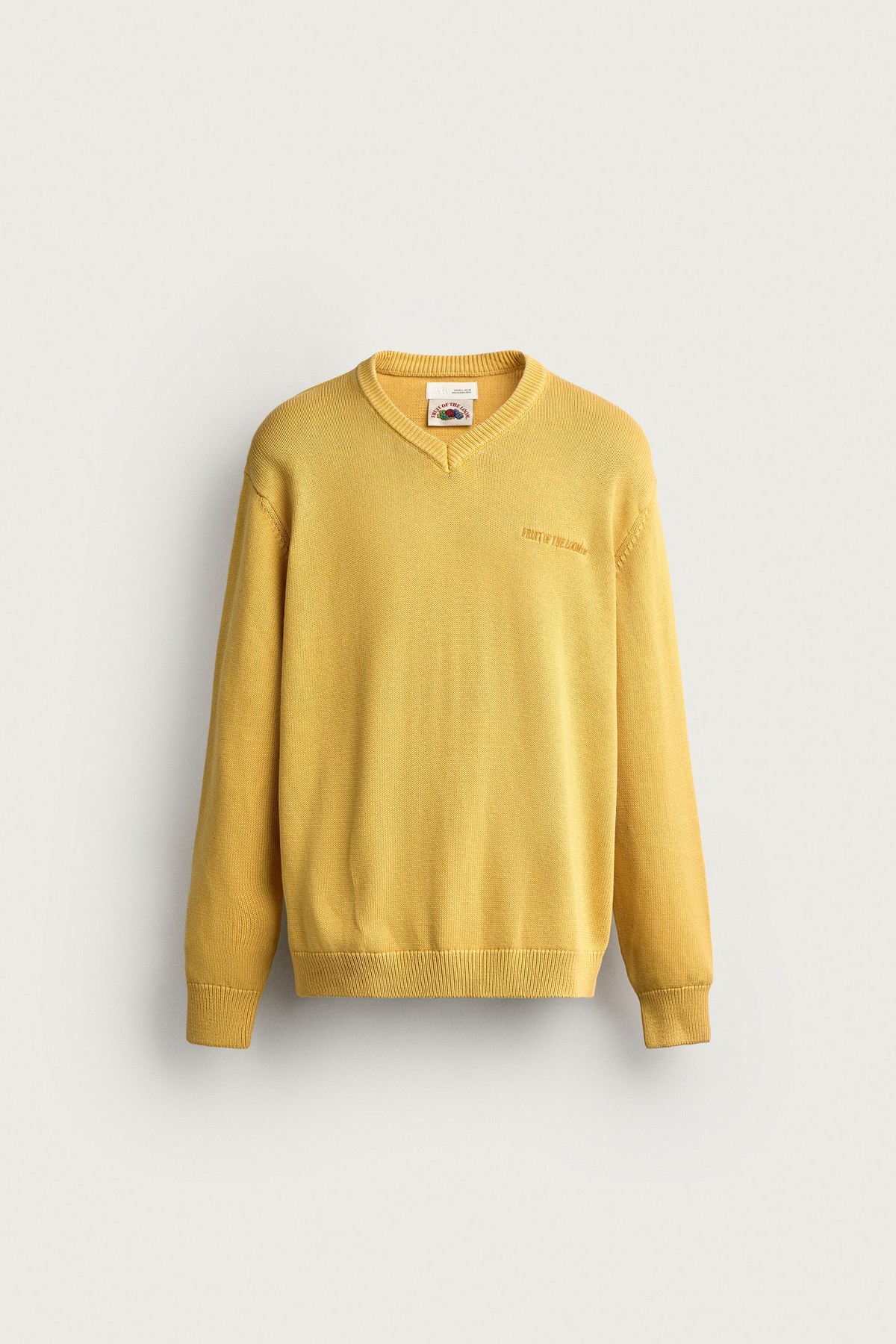 자라 레귤러핏 브이넥 코튼 니트 스웨터 3284/317/300 YELLOW