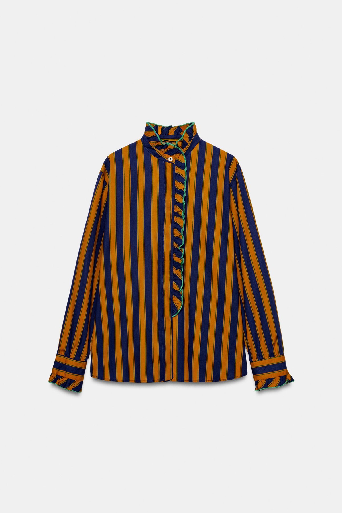 자라 스트라이프 러플 하이넥 블라우스 7412/164/330 MULTICOLOURED