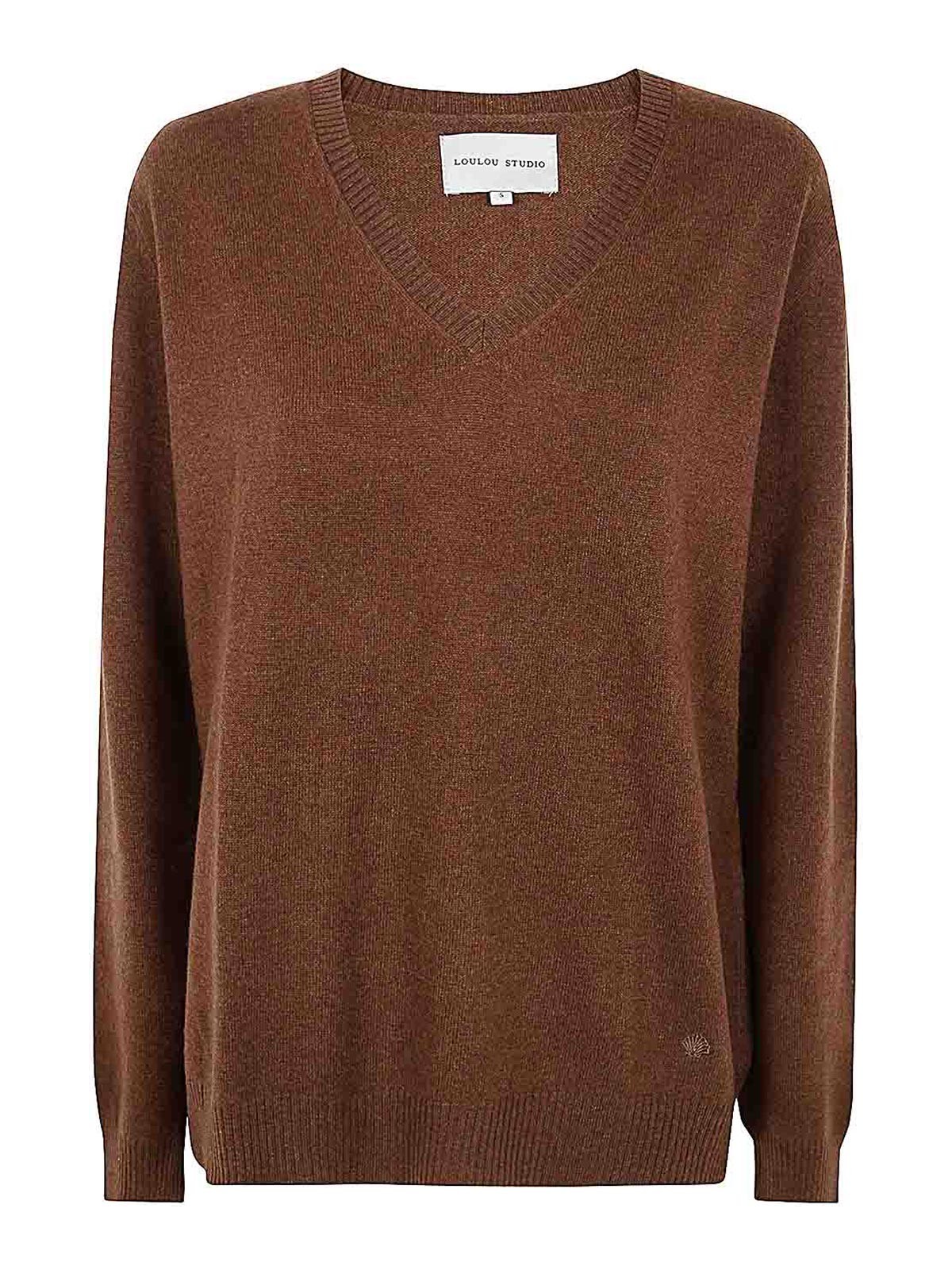 루아우 드 사이손 CLASSIC COL V 니트 여성 브라운 24FW SERAFINIMOCHA