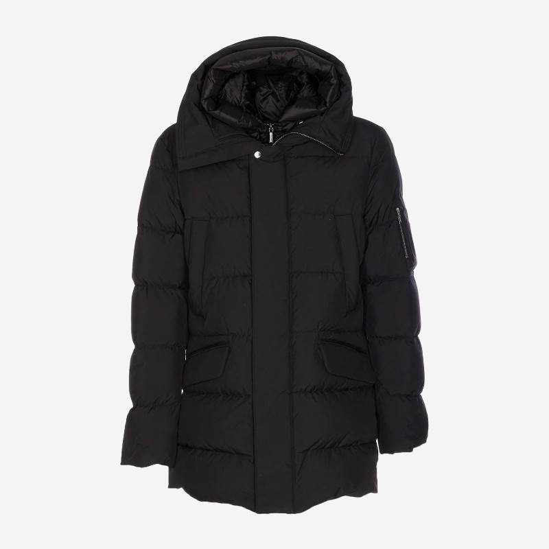 무레르 후드 다운 롱 패딩 재킷 DAVIDESTPU0001 BLACK
