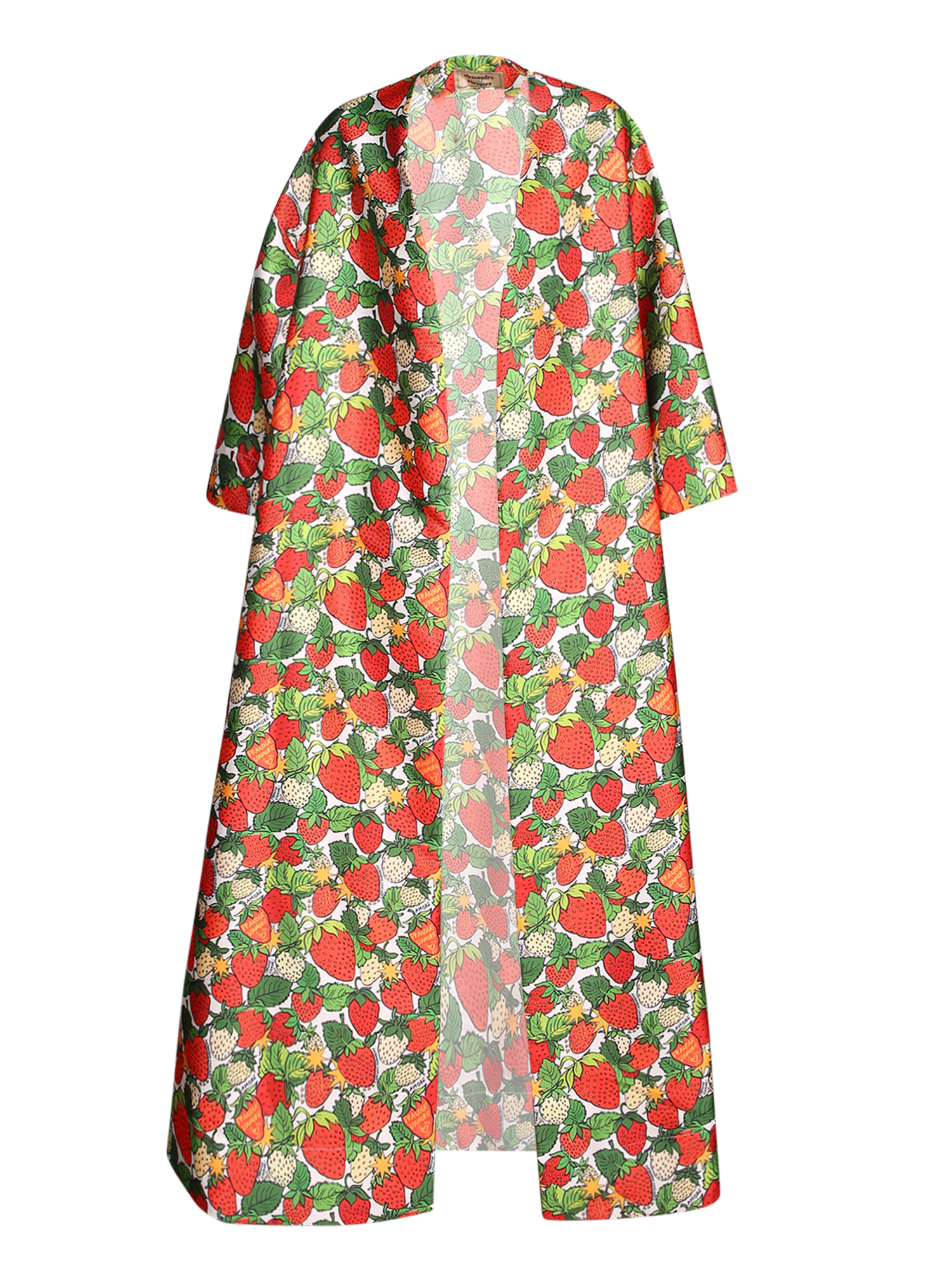 알레산드로 엔리체즈 Long kimono. Vibrant strawberry print. Wide short 릴렉스 자켓 여성 멀티 26SS K01DUFRAGOLE