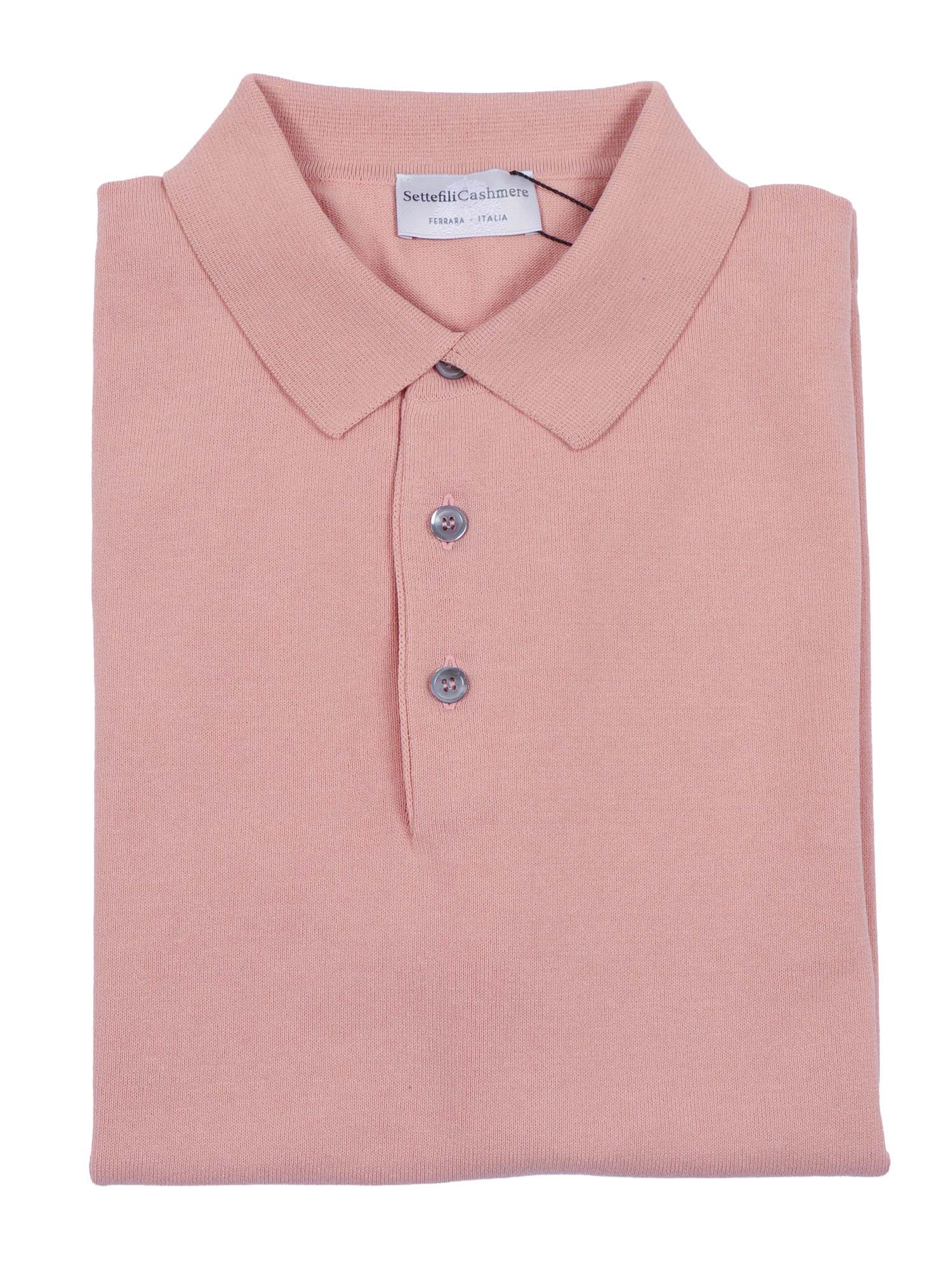 세트에 피리 캐시미어 Short-sleeved polo with tubular hem and side slits 폴로셔츠 남성 핑크 26SS POLOKINMKIN16