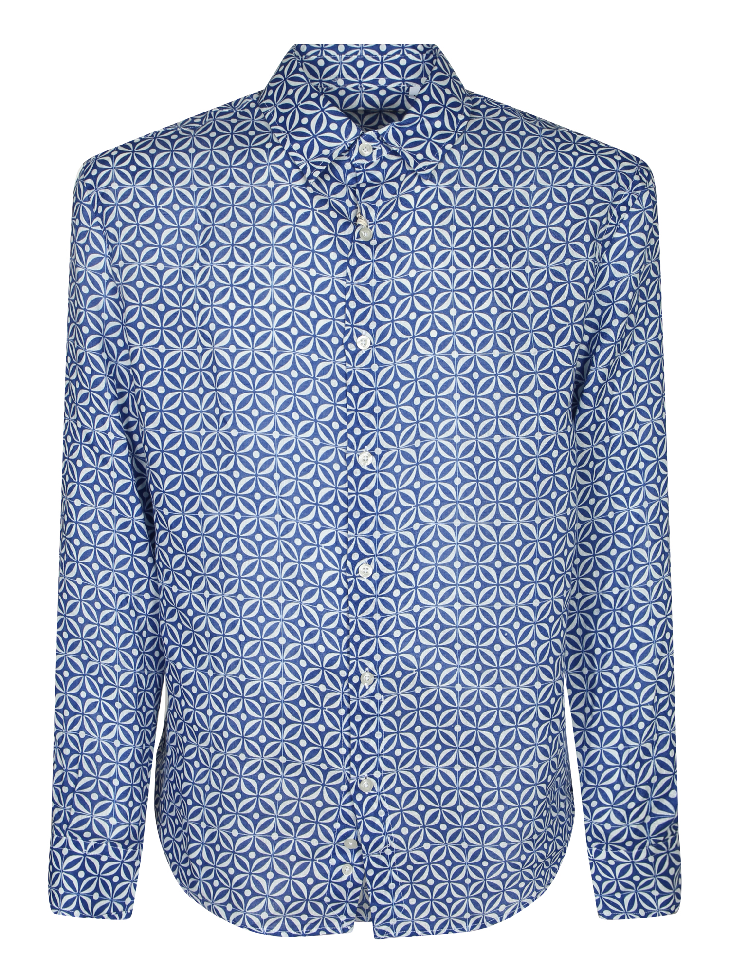 페닌수라 fabric. Geometric pattern. Classic collar 코튼 긴팔 셔츠 남성 블루 26SS P26SSH001ASINARAAS02