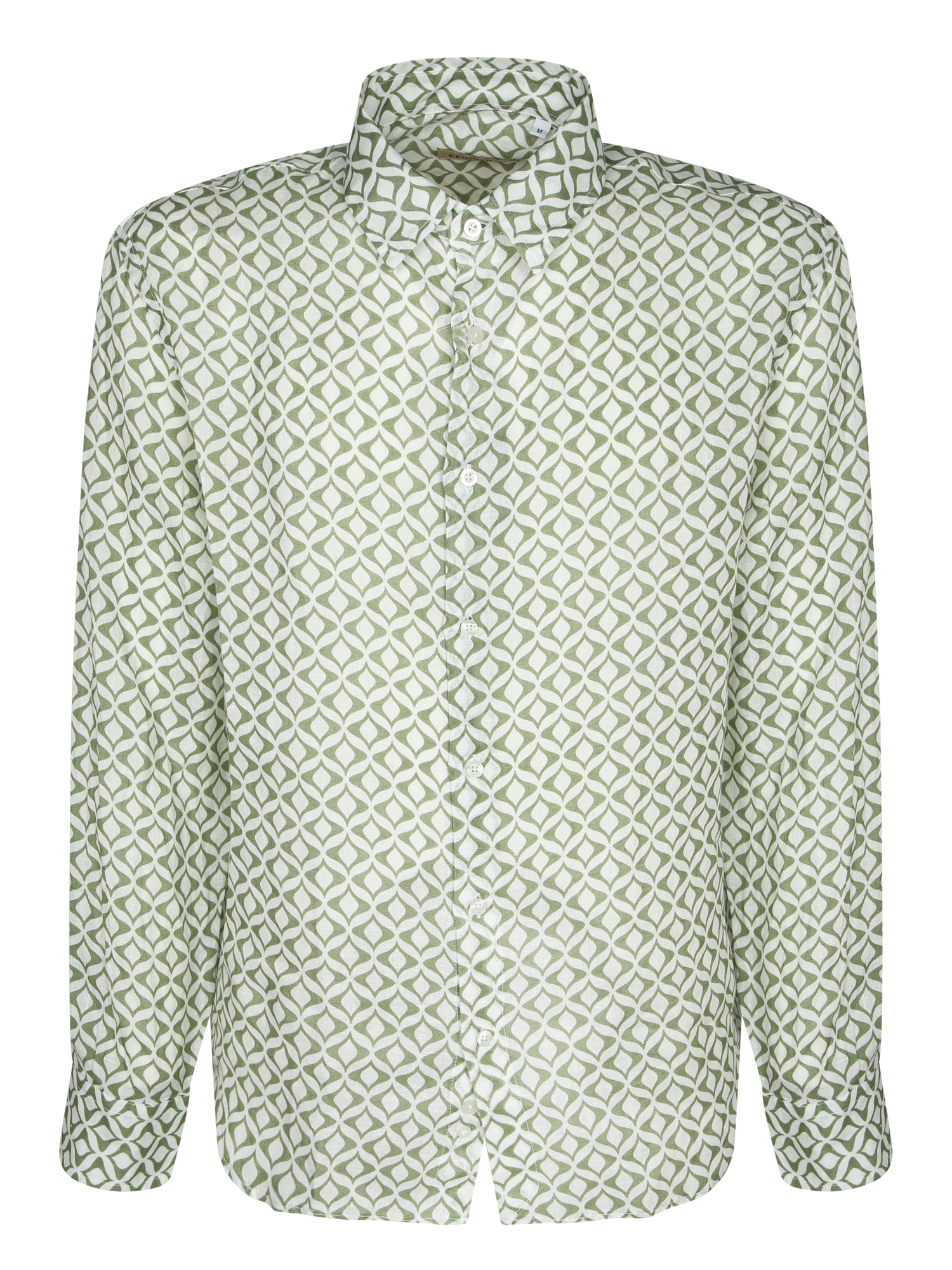 페닌수라 100% . Classic collar. Geometric Button closure 프린트 코튼 긴팔 셔츠 남성 그린 26SS P26SSH001SALINASA02
