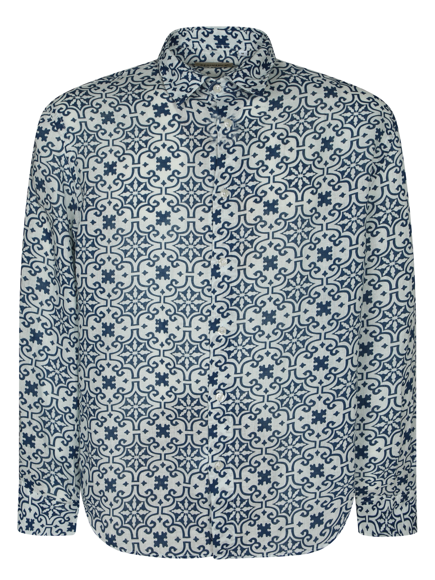페닌수라 Soft-touch . Sophisticated geometric pattern 코튼 긴팔 셔츠 남성 블루 26SS P26SSH001SPERLONGASG01