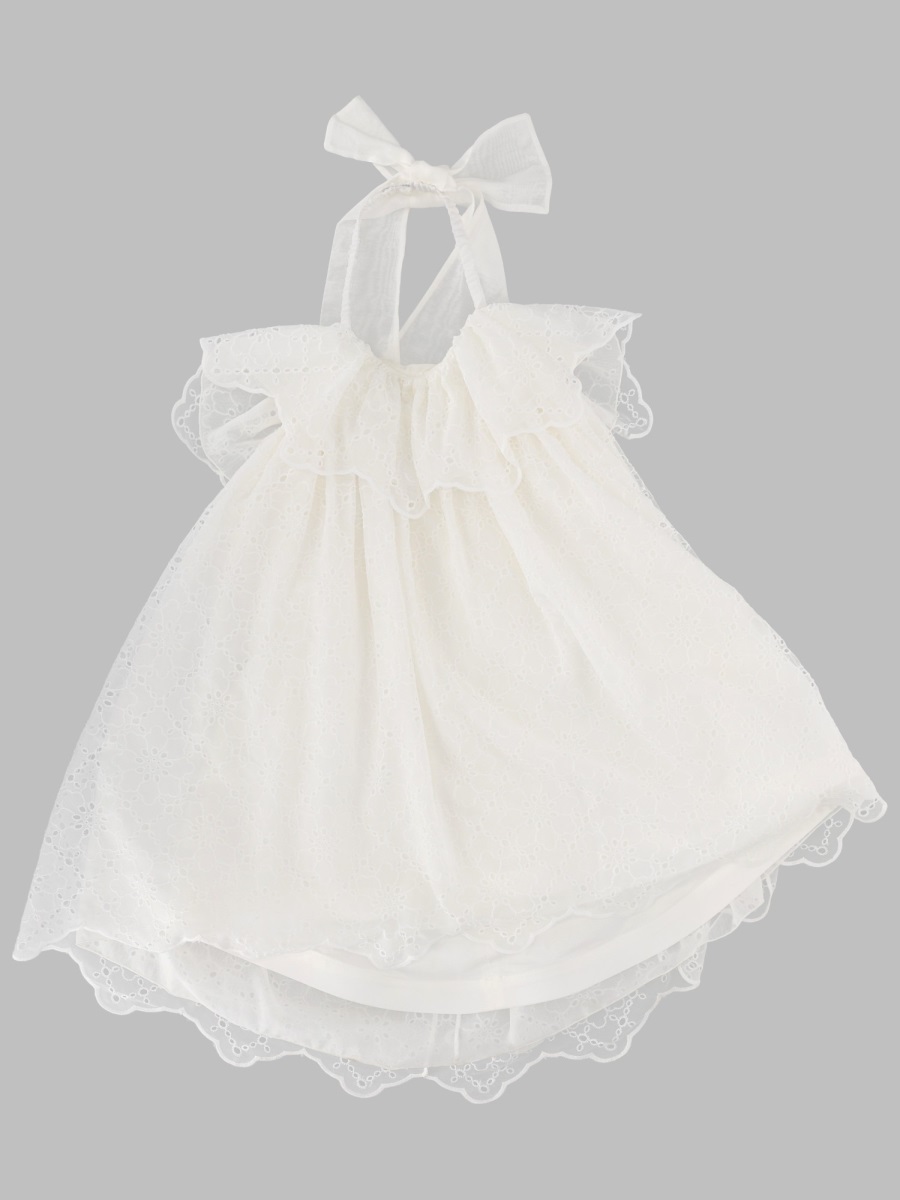 미미솔 bow-embellished sangallo 원피스 여아 화이트 23SS MFAB573KTS0732CRM