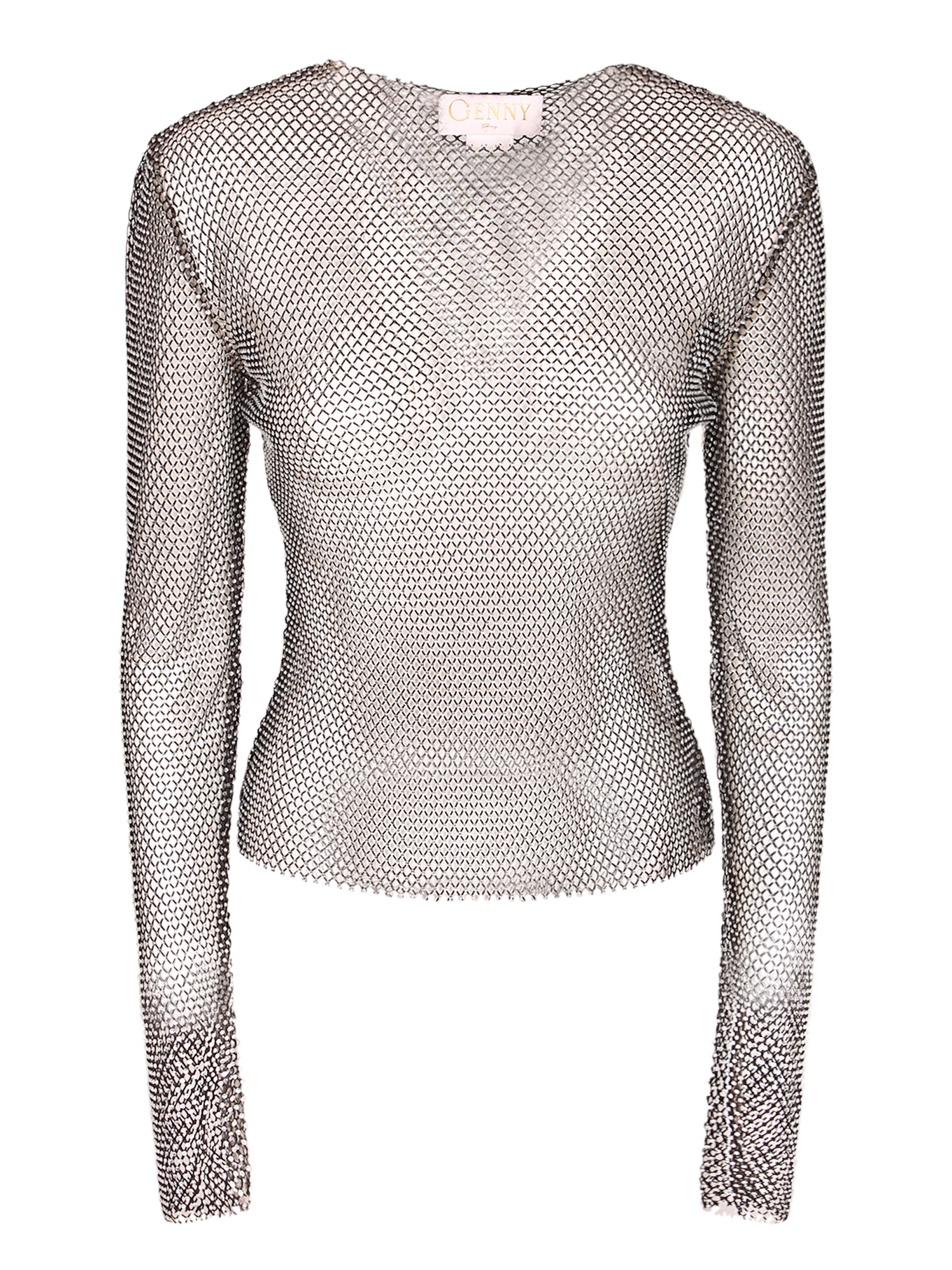 젠니 Sparkling . Long fitted sleeves. Elegant cut 크롭 니트 여성 실버 26FW 81AAM629N0165899