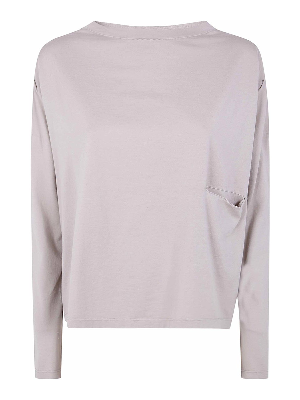 마리아 Long Sleeves Boat Neck Pockets 티셔츠 여성 베이지 25FW YSJ100H8
