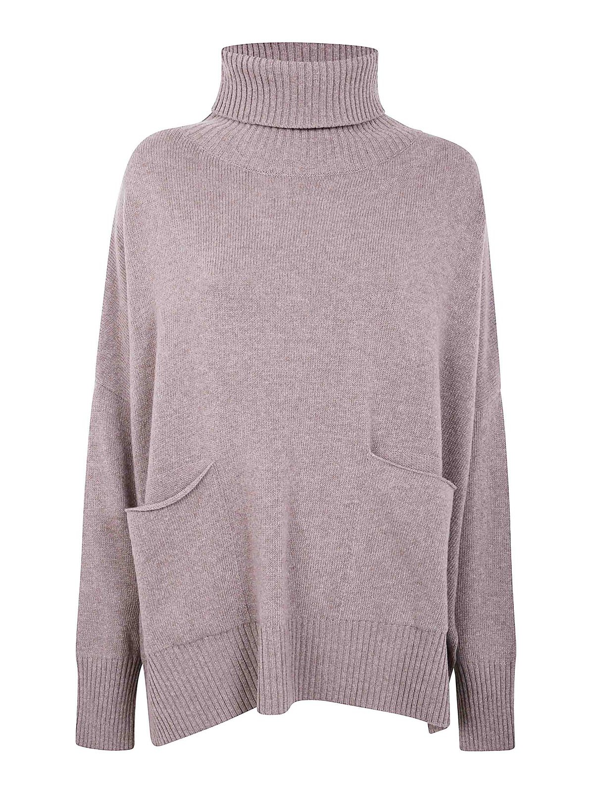 마리아 Poncho High Neck Mix Cash 니트 여성 브라운 25FW YRK011B3