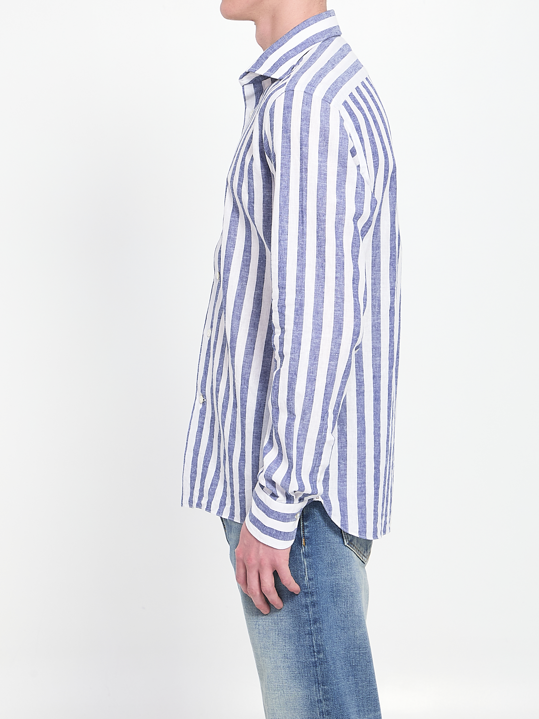 볼릴로 Striped Marechiaro 스트라이프 셔츠 남성 화이트 26SS 220123MAREAZZURRO