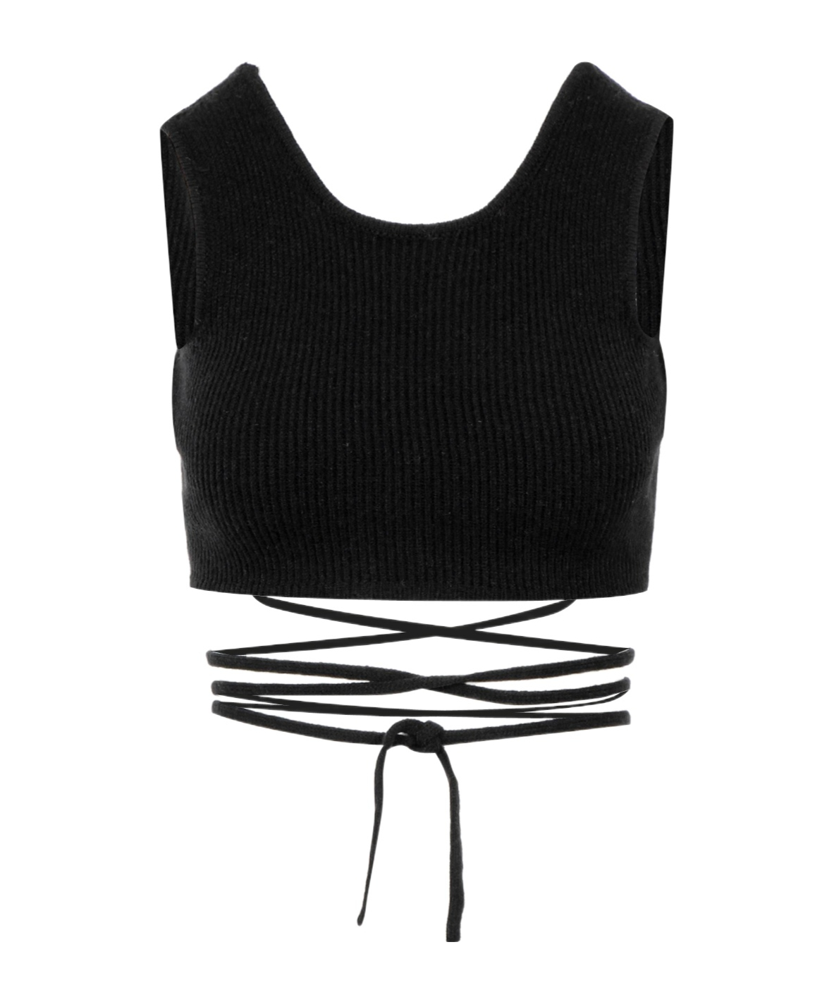 아 페이퍼 키드 Knitted Crop Top Cross 탱크톱 여성 블랙 23SS S3PKWOTO005110