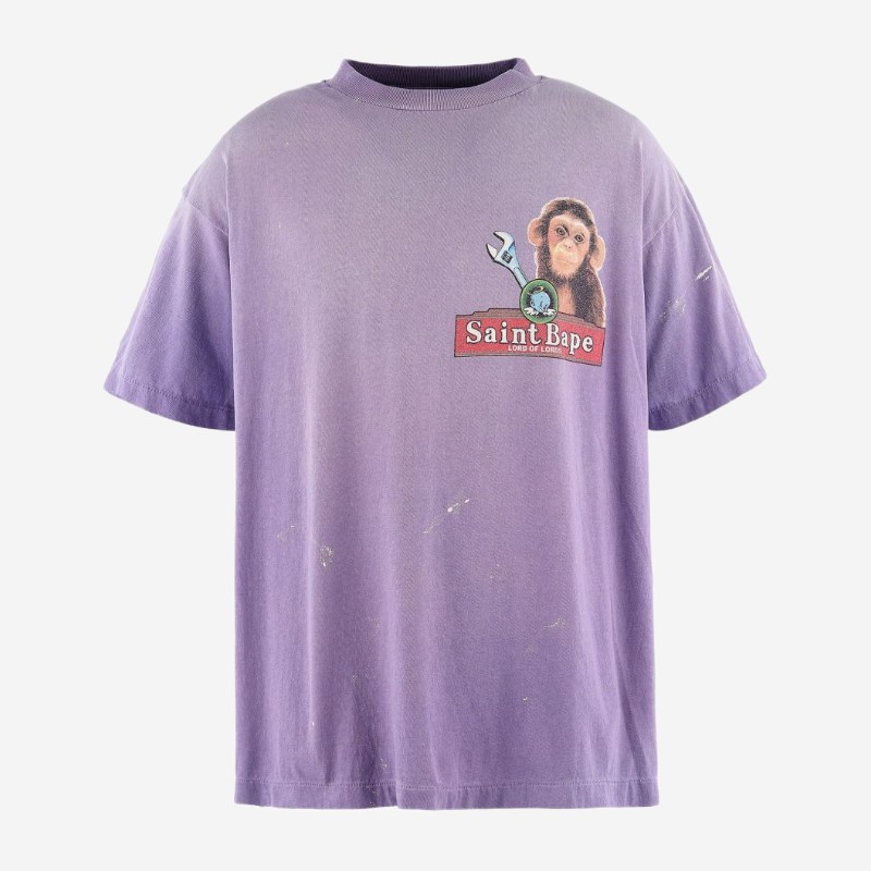 세인트미카엘 그래픽 프린트 크루넥 반팔 티셔츠 SMMK10000C36 PURPLE