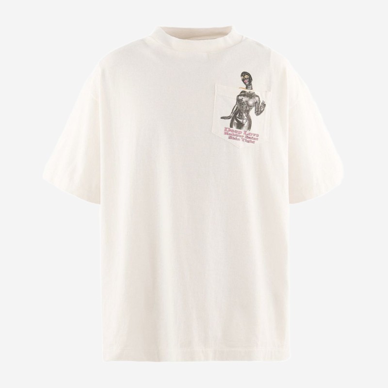 세인트미카엘 하이넥 그래픽 패치 반팔 티셔츠 SMMK10000013 WHITE
