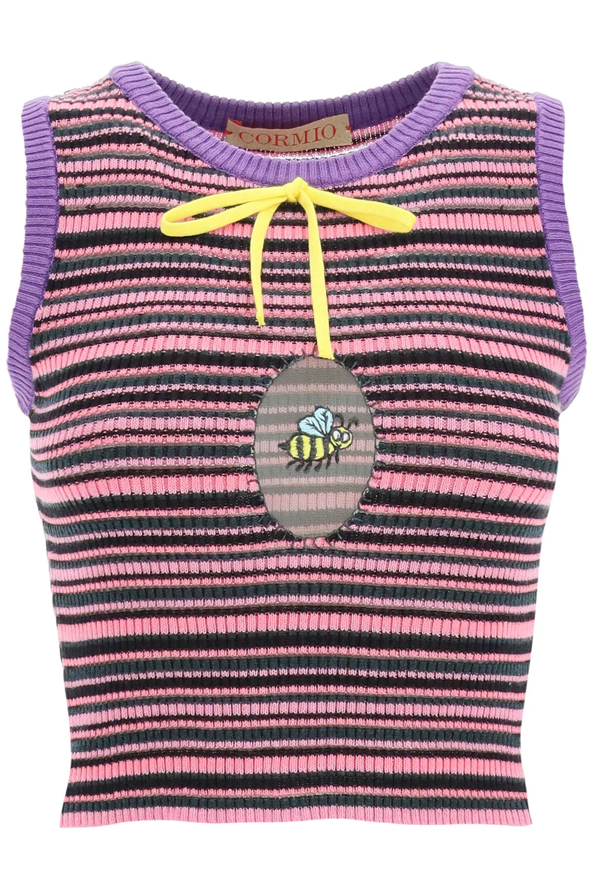 콜미오 STRIPED TOP 티셔츠 여성 퍼플 22FW GLORIA