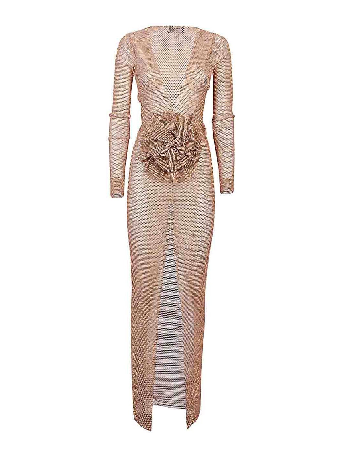 산타 브안드 Flower-Applique Long 원피스 여성 브라운 23FW MAXIDRESSBEIGE
