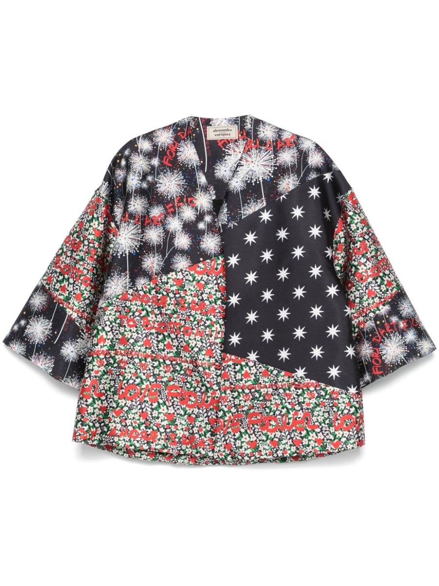 알레산드로 엔리체즈 Printed Kimono 코트 여성 블랙 25SS K10DUPAT1