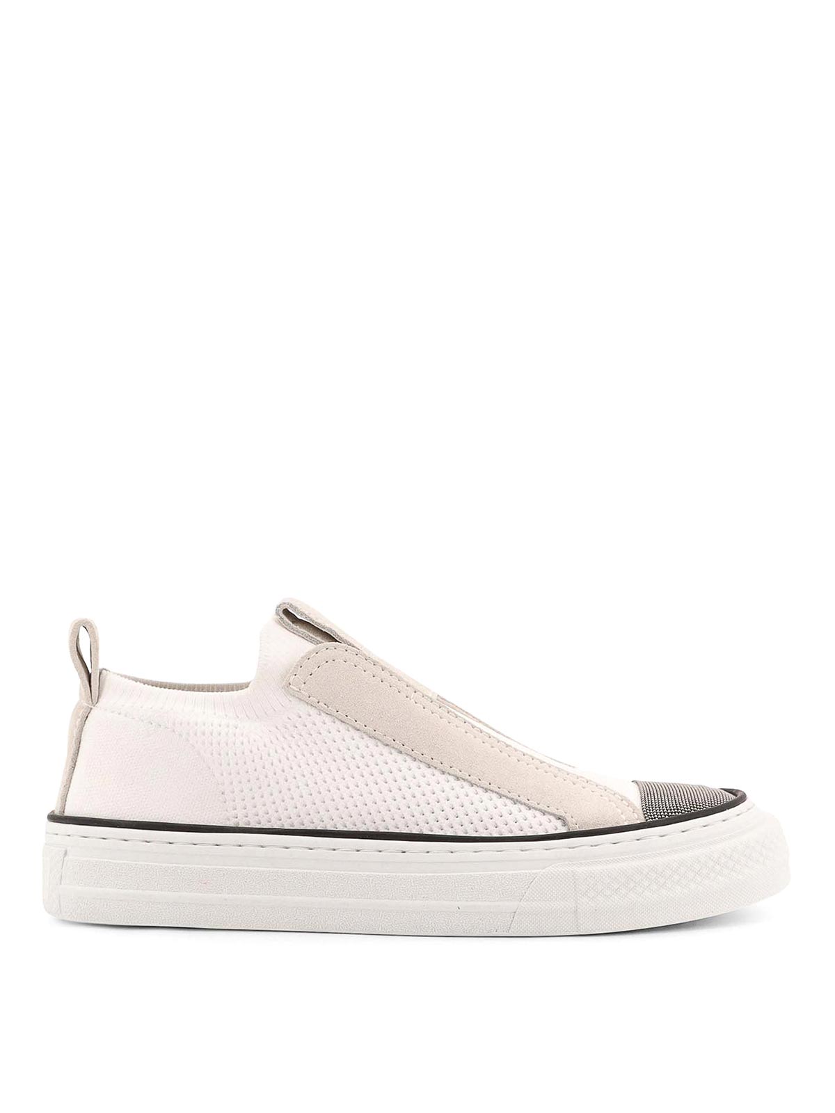 브루넬로 쿠치넬리 fabric slip ons 슬립온 여성 화이트 26SS MZ49G2940C001