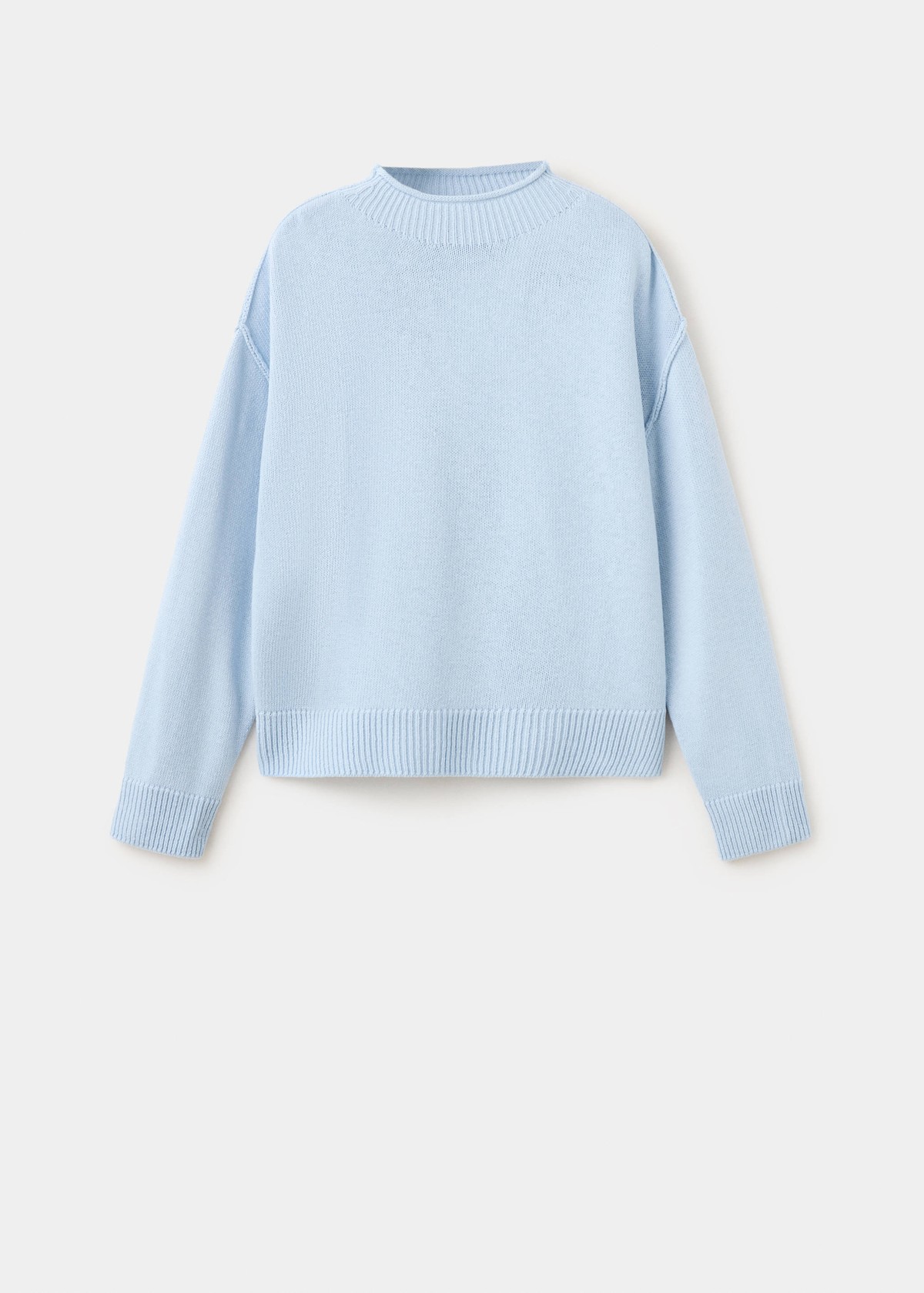 망고 하이넥 골지 니트 스웨터 37007826_50 AZUL CELESTE