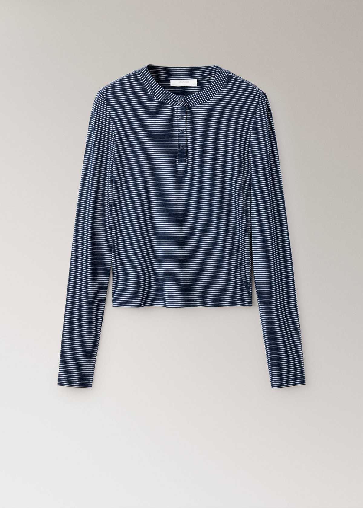 망고 스트라이프 버튼 긴팔 잠옷 티셔츠 37082939_56 AZUL MARINO