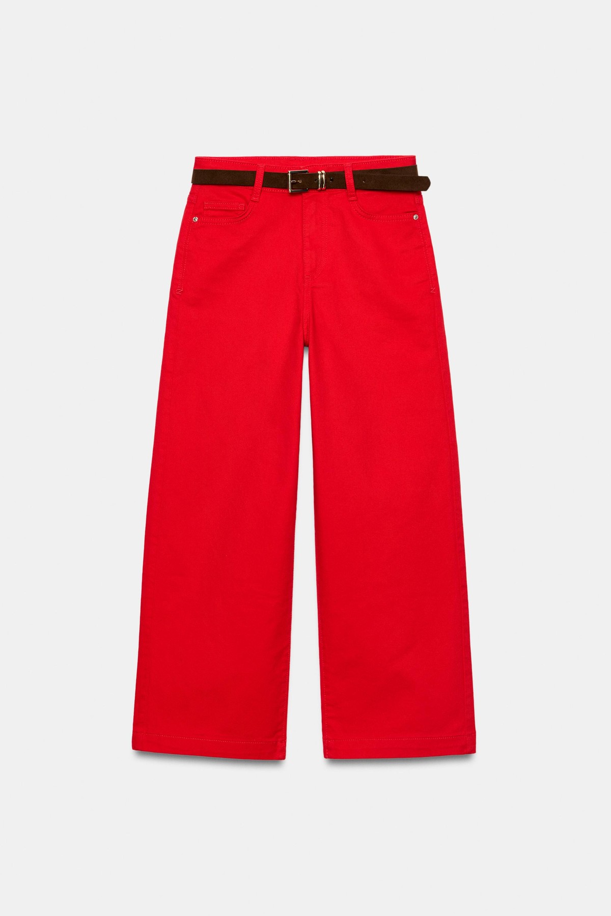 자라 와이드 크롭 벨트 데님 팬츠 6147/161/600 RED