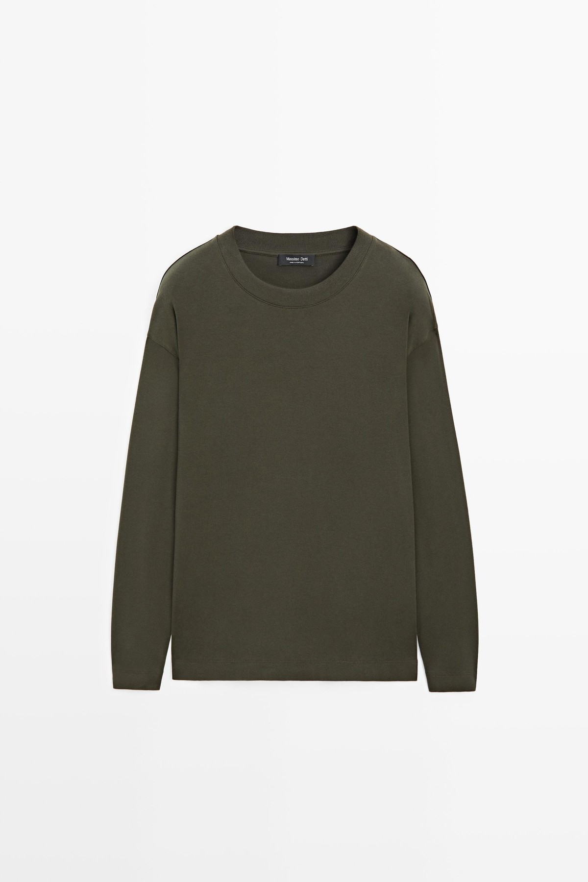 마시모두띠 박시핏 크루넥 순면 긴팔 티셔츠 0781/750 DARK GREEN