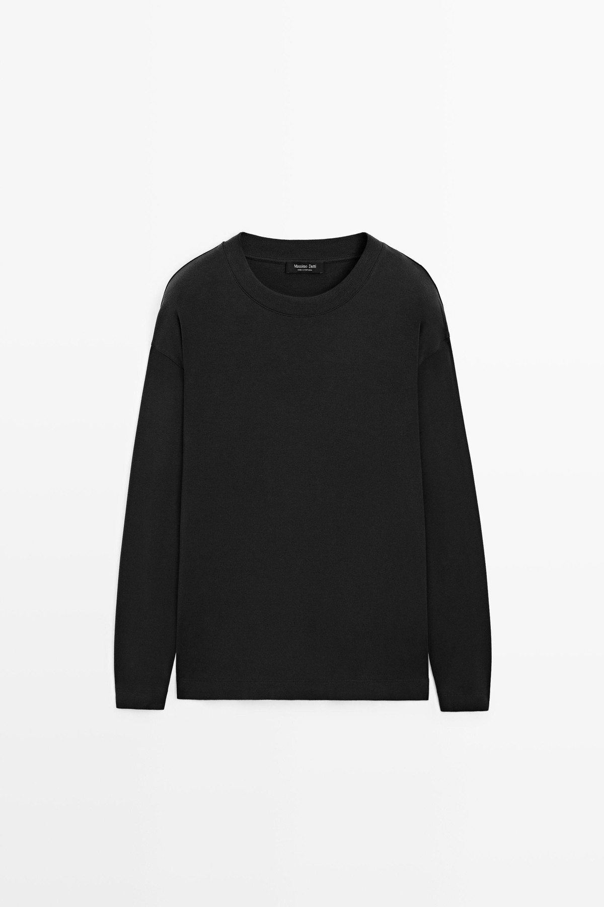 마시모두띠 박시핏 크루넥 순면 긴팔 티셔츠 0781/750 BLACK