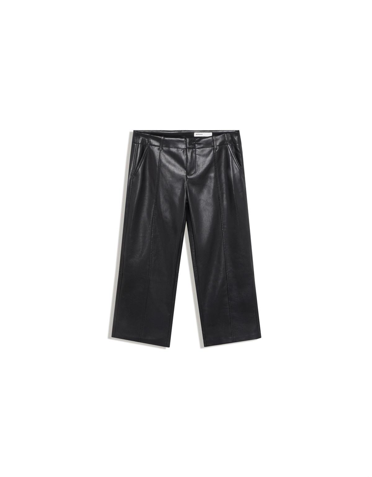 버쉬카 레더 이펙트 크롭 카프리 팬츠 4058/308 BLACK