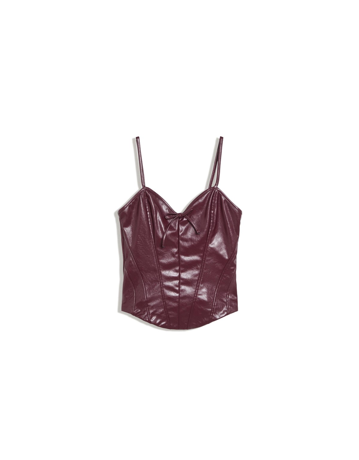 버쉬카 가죽 이펙트 코르셋 스트랩 탑 3410/710 RED