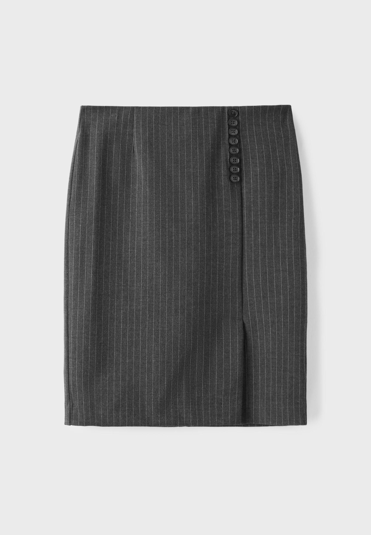 스트라디바리우스 핀스트라이프 슬릿 미디 스커트 4672/172/250 DARK GREY