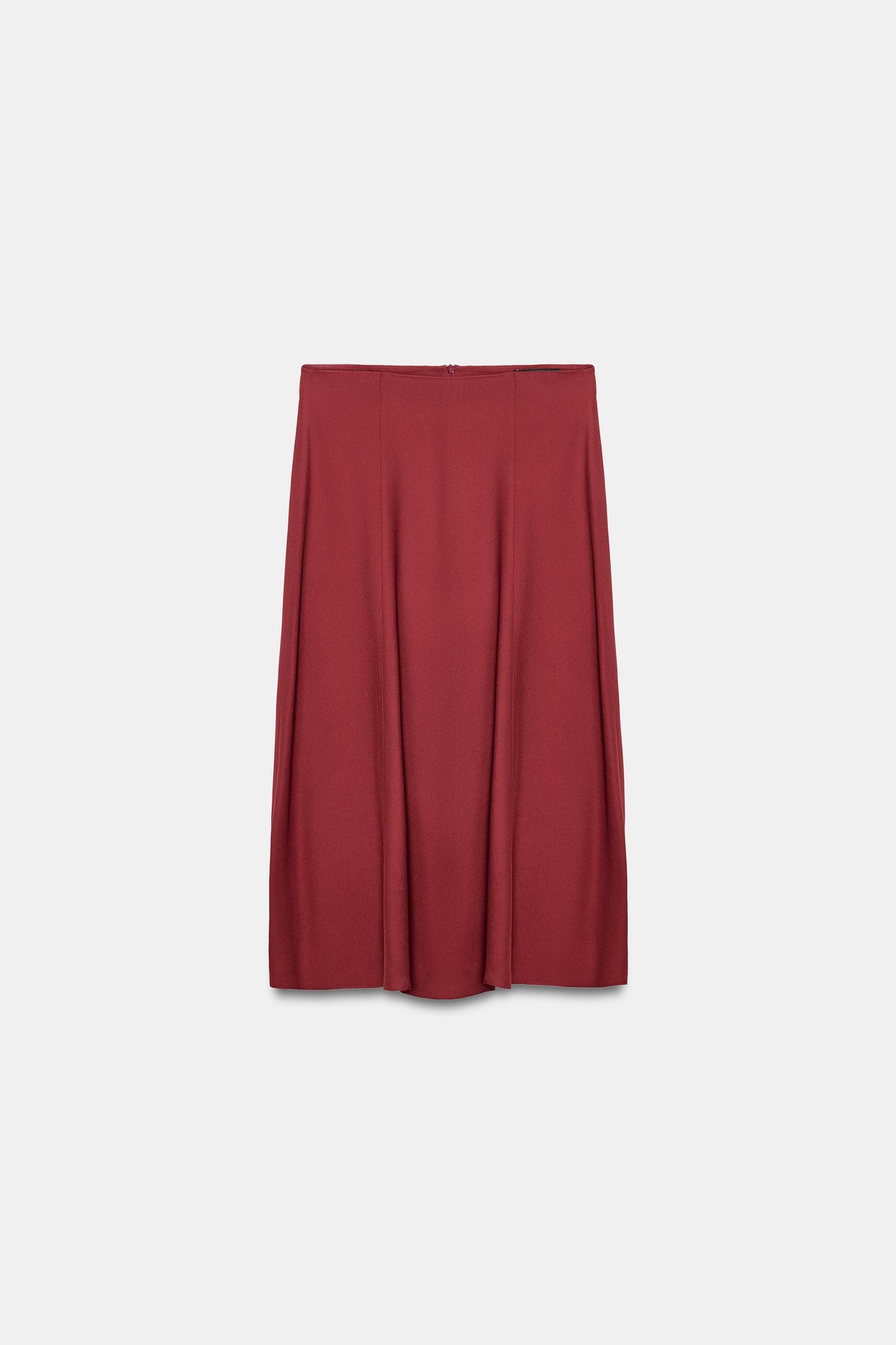 자라 A라인 백지퍼 미디 스커트 2288/494/681 BURGUNDY