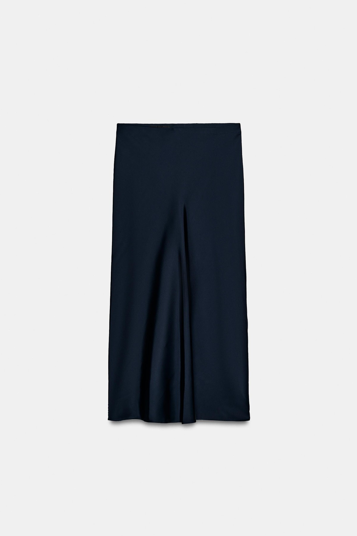 자라 새틴 하이웨이스트 미디 스커트 8338/537/422 DARK NAVY