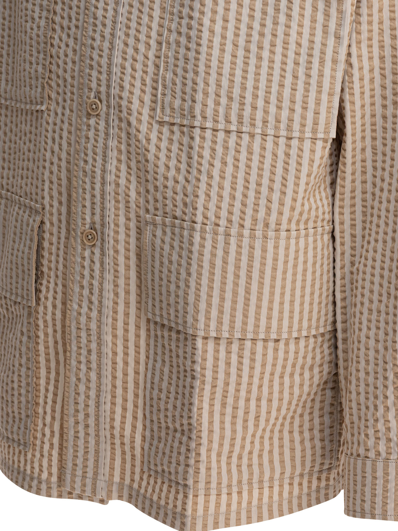 카프아인 순시네 Striped overshirt 셔츠 자켓 남성 브라운 25SS KS25SJK22GOLDENECRU