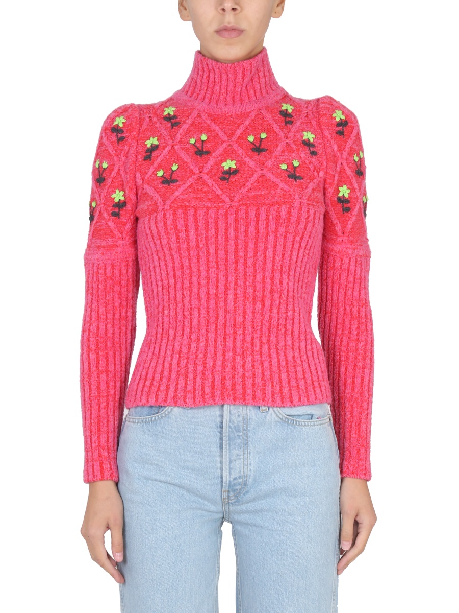 콜미오 knitted 니트 여성 레드 22FW OMA