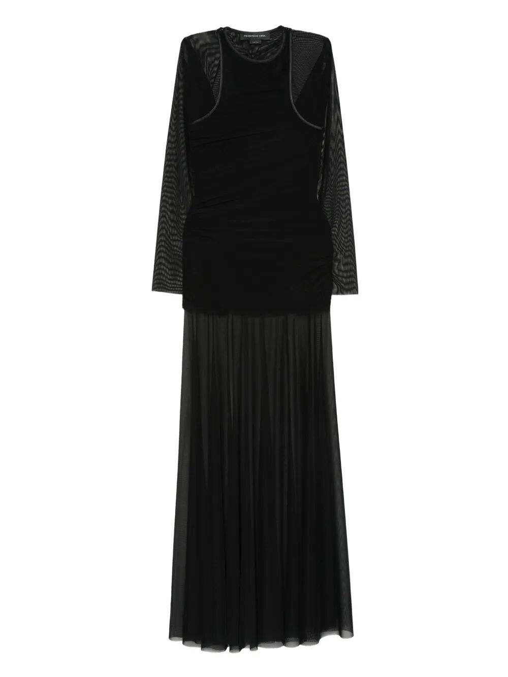 페데리코 치나 SHEER LAYERED LONG 원피스 여성 블랙 25FW FCW25DR0701BLACK