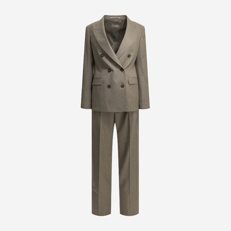 딸리아또레 파리지 울 실크 더블 브레스트 수트 TPARIGI10BAD520038T1159 BROWN