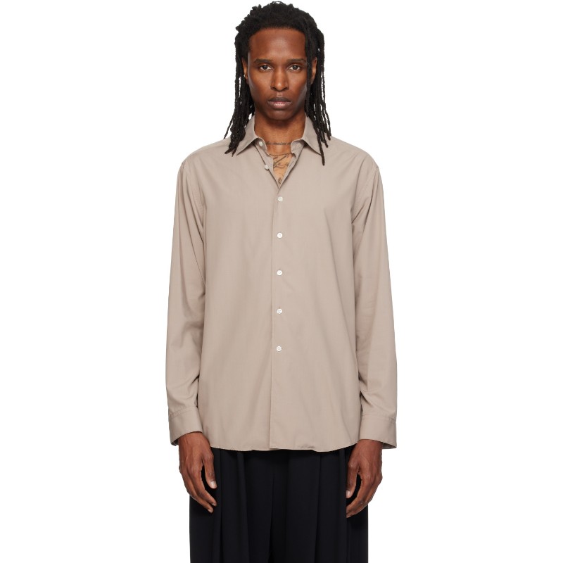 소시오츠키 베이지 레이온 오버사이즈 셔츠 S26AW00SH-TR BROWN