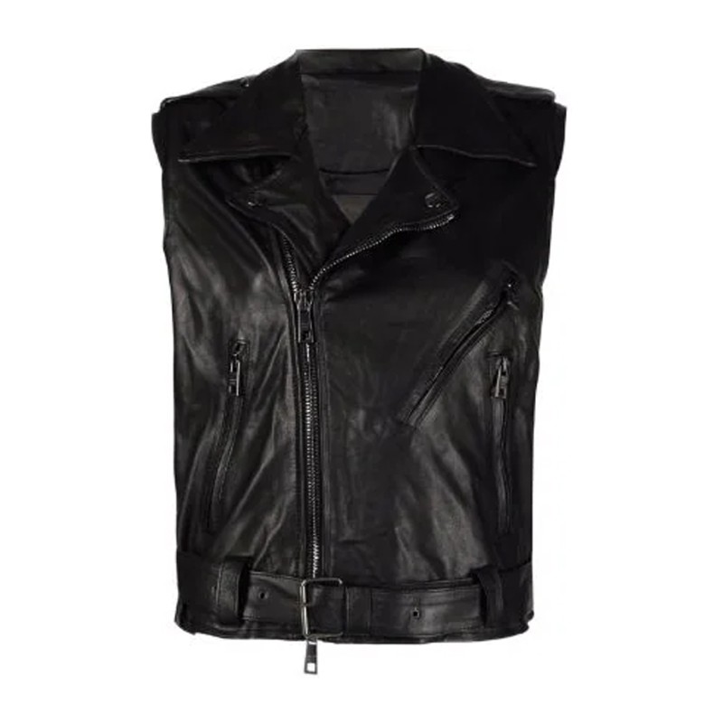 조르지오 브라토 슬리브리스 가죽 재킷 GD22S9991V BLACK