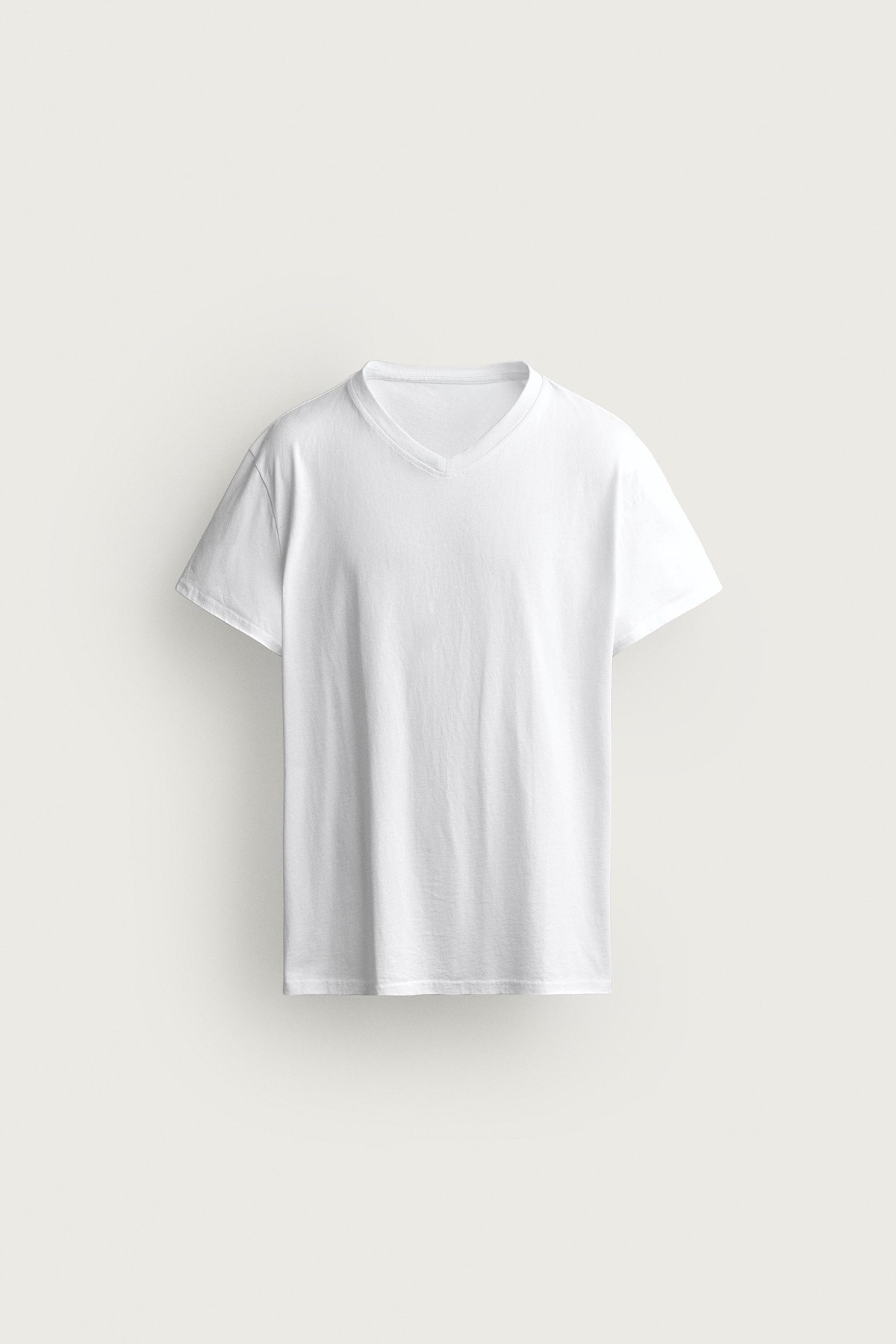 자라 릴렉스핏 브이넥 반팔 티셔츠 4805/329/250 WHITE