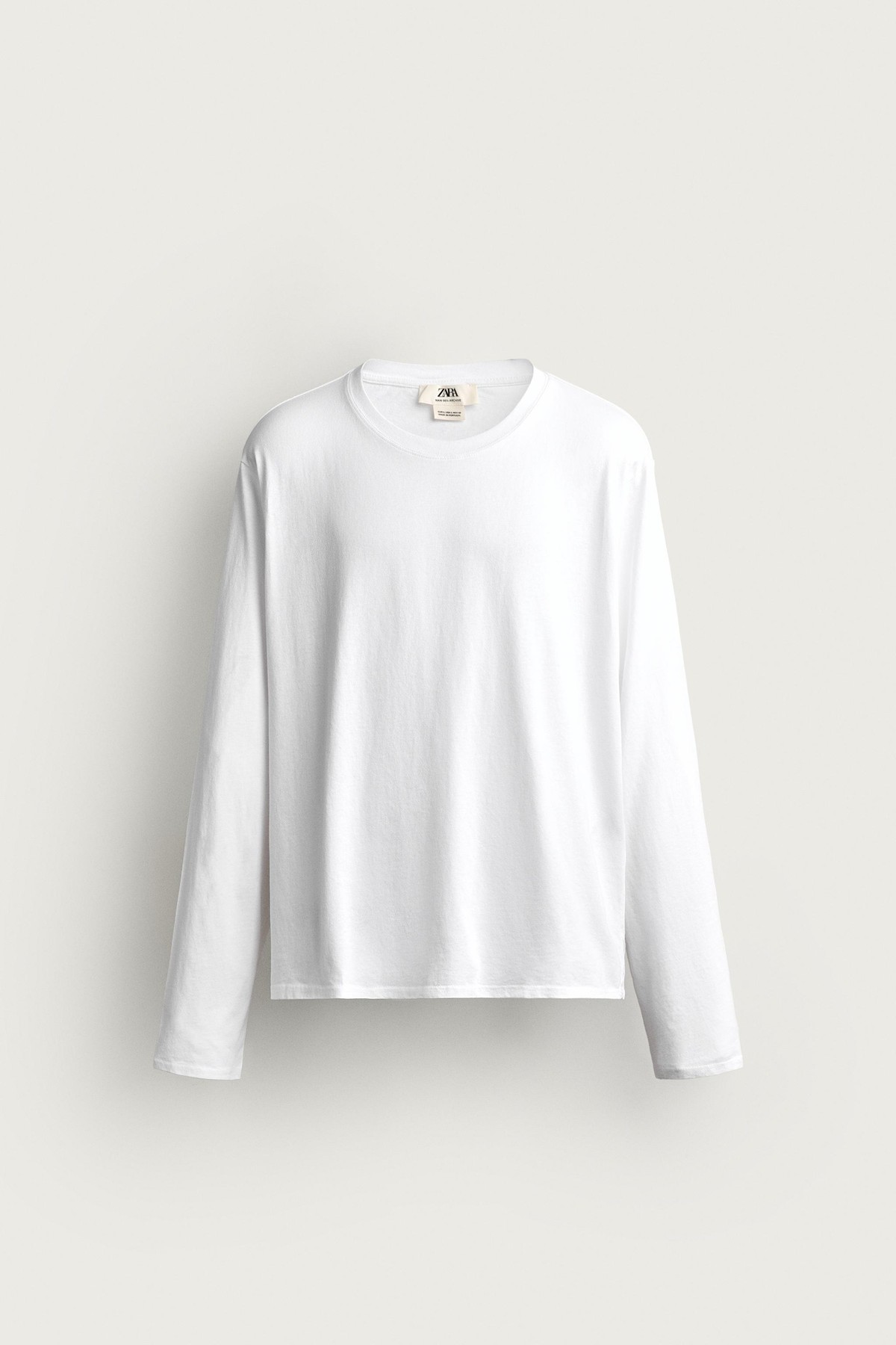 자라 릴렉스핏 라운드넥 긴팔 티셔츠 4805/327/250 WHITE